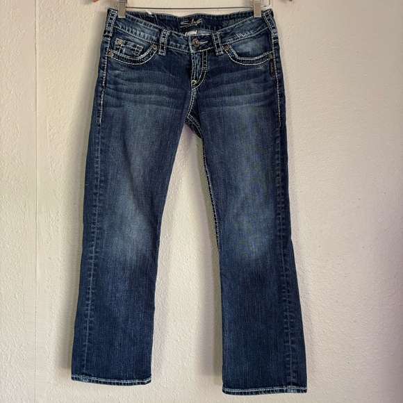 Silver Jeans Denim - Silver Low Rise Santorini Cropped Blue Jeans Size 28